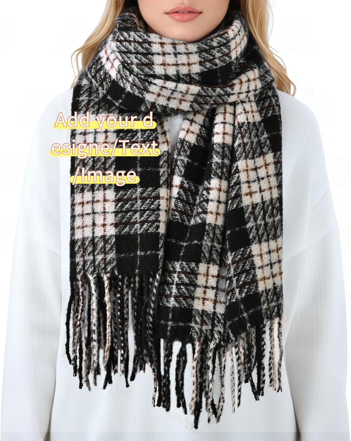 Custom Women's Scarf Warm Pashmina Shawls and Wraps for Evening Dress Winter Fashion Scarves Ladies Christmas Gifts