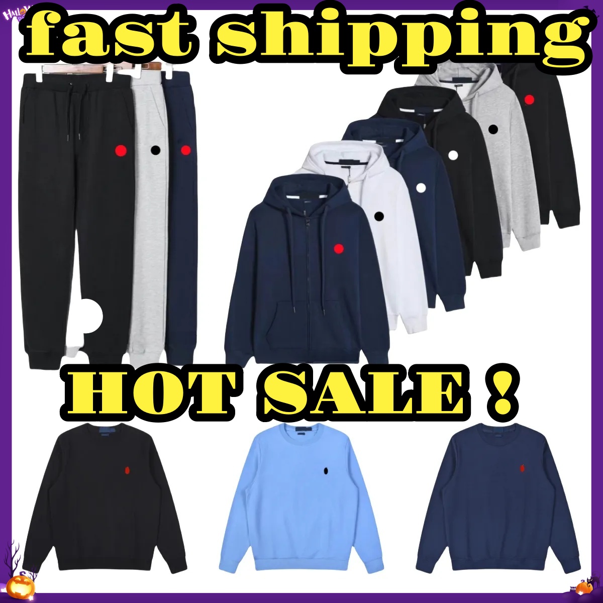 Polo designer Hoodie Mens Hoodies Designer Hoodies Men Clothing Polo Tracksuit Set Pullover Cotton Horse Long Sleeve Casual Zip Up Sweatshirt Sweatsuit Set S-2XL sac