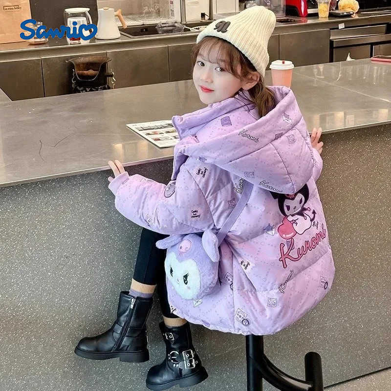 Sanrio Kuromi Girl Down Cotton Clothes Sanrios New Winter Kawaii Cartoon Child Thicken Cotton Coat Girl Coat Cotton Padded Jacket gifts H251104