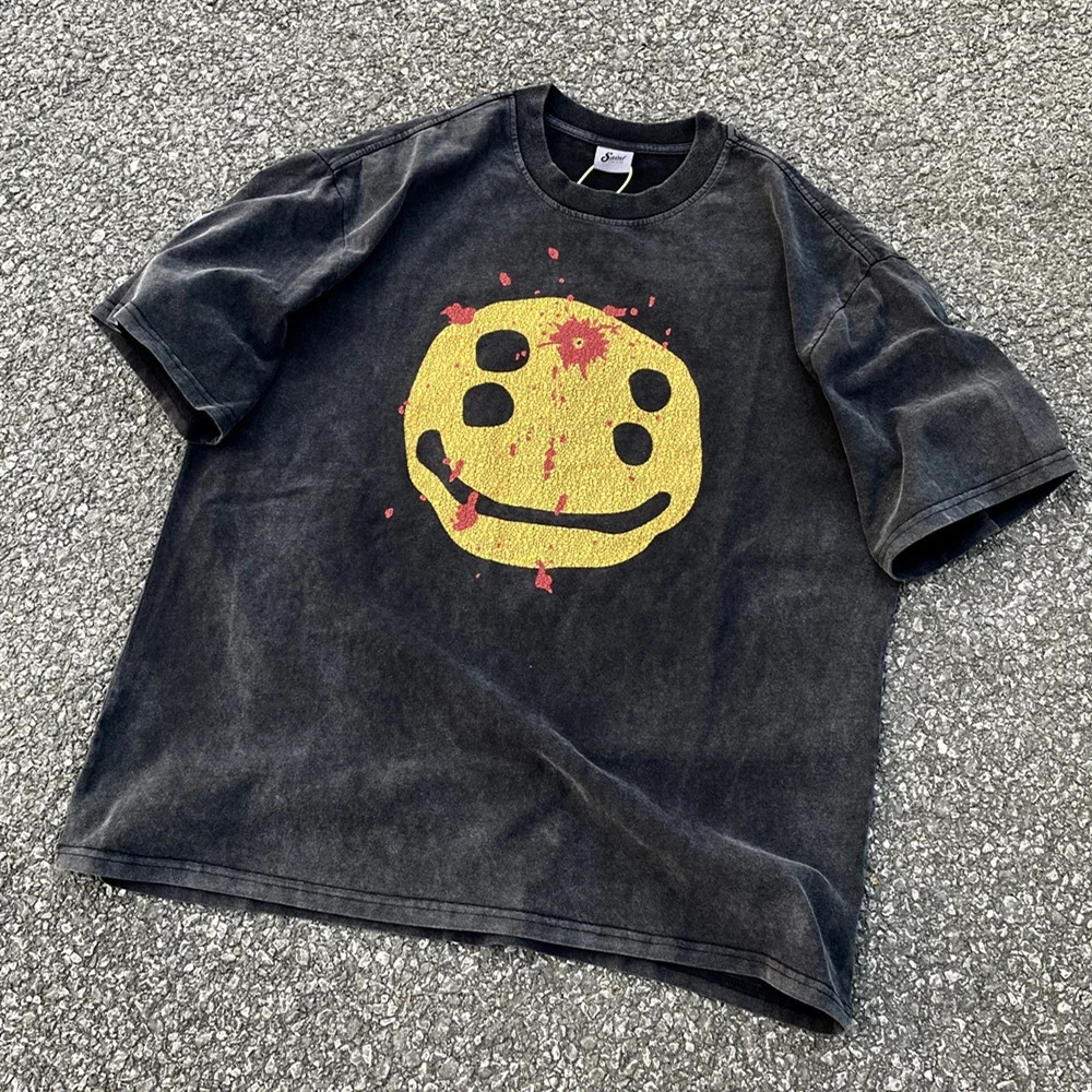 Michael Saint Fashion Street Flash Graphic Printed Top Casual Retro Clothing Loose Oversized Cotton T-shirt 250403