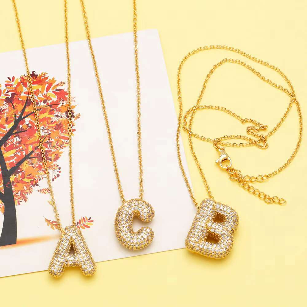 Balloon A-Z Name Initial Letter Iced VVS Moissanite Pendant Hip Hop Straight Pull Fashion Women's Jewelry Necklace