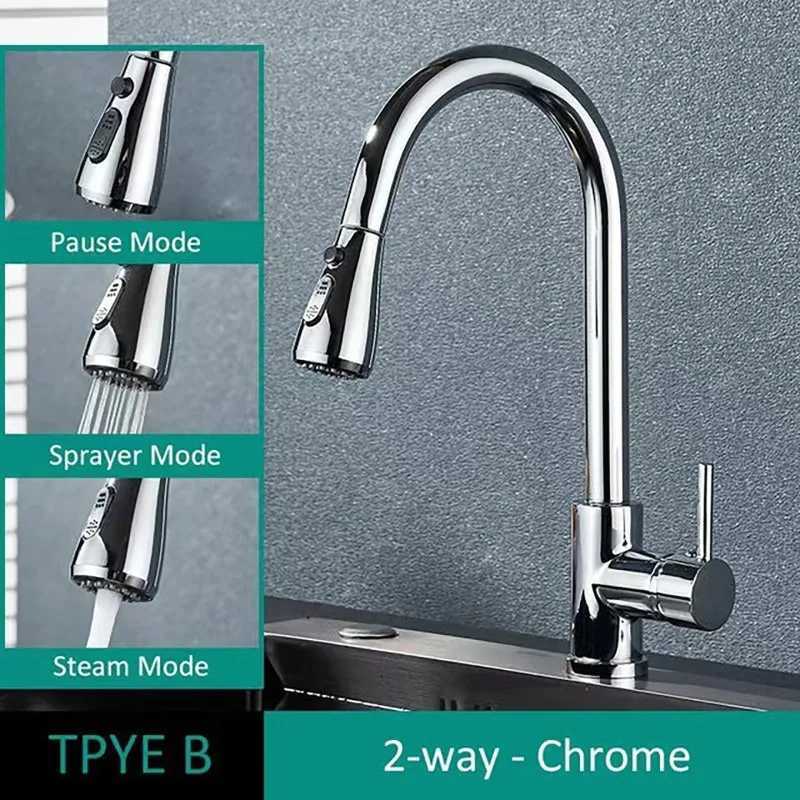 Quyanre Bed Gold Kitchen Faucet Pl Out Kitchen Sink Water Tap Single Handle Mixer Tap 360 Rotation Kitchen Shower Faucet Y251104
