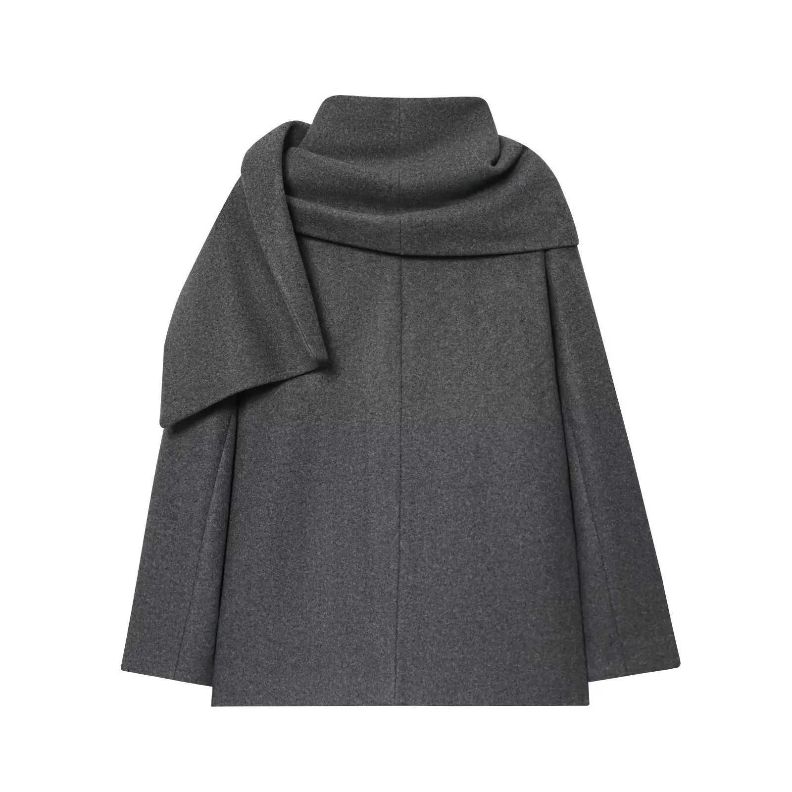 BSAY Womens Long sleeved Single breasted Scarf Collar Short Coat 2025 Winter New Double sided Wool Jacket J251103