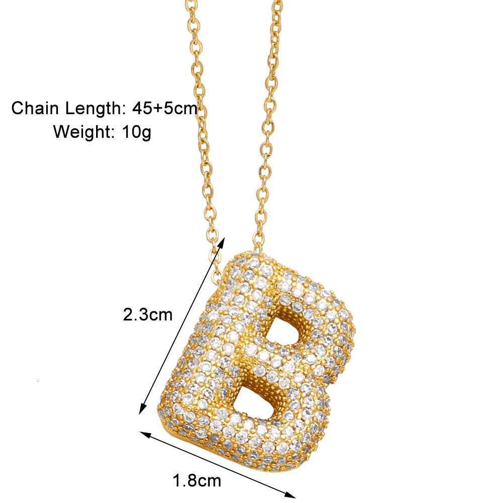 Balloon A-Z Name Initial Letter Iced VVS Moissanite Pendant Hip Hop Straight Pull Fashion Women's Jewelry Necklace
