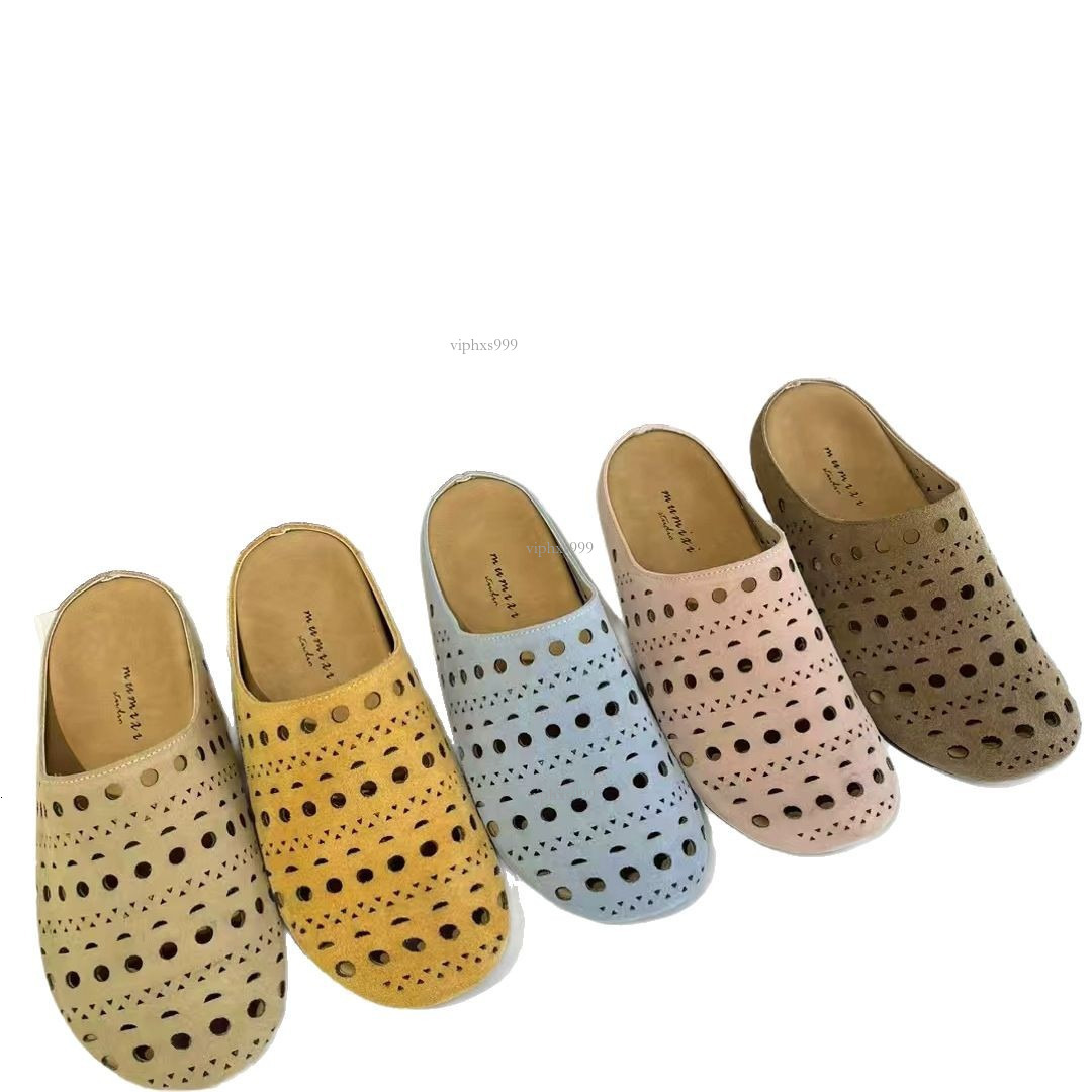 New Designer Sandals Niche Carved Flower Hollow Lazy Person's Half Slippers Women's Outdoor Wear Breathable Thick Sole Comfortable And Fashi