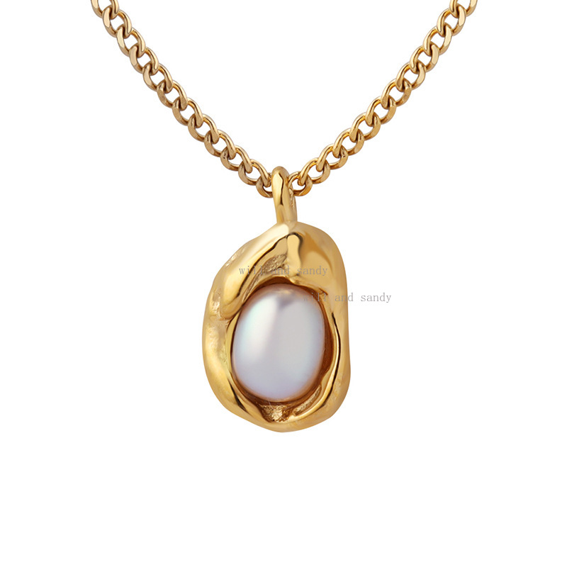 Water Pearl Necklace Charm 18k Gold Plated Chain Designer Jewelry Necklace Love Heart Pendants Fashion Jewelry for Woman Valentine Mother Day Birthday