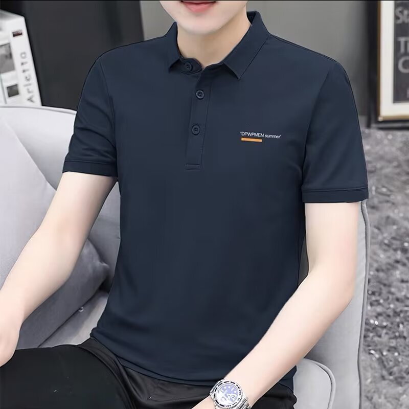 Men's Short Sleeve T-shirt Turn-down Collar Polo Shirt Trendy Ins Summer Embroidery Simple Casual Half Designer Polo Shirt Sleeve Top Wholesale