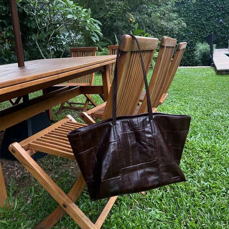 Super High-End Cowhide Tote Large Capacity Genuine Leather Crocodile Pattern Women Shoulde New Brand Shopping Bag