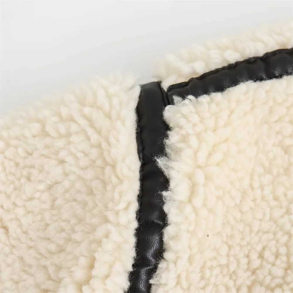 2024 RARF Autumn New Womens European and American Style Artificial Fur Effect Motorcycle Jacket Coat with Fur Integration J2511241