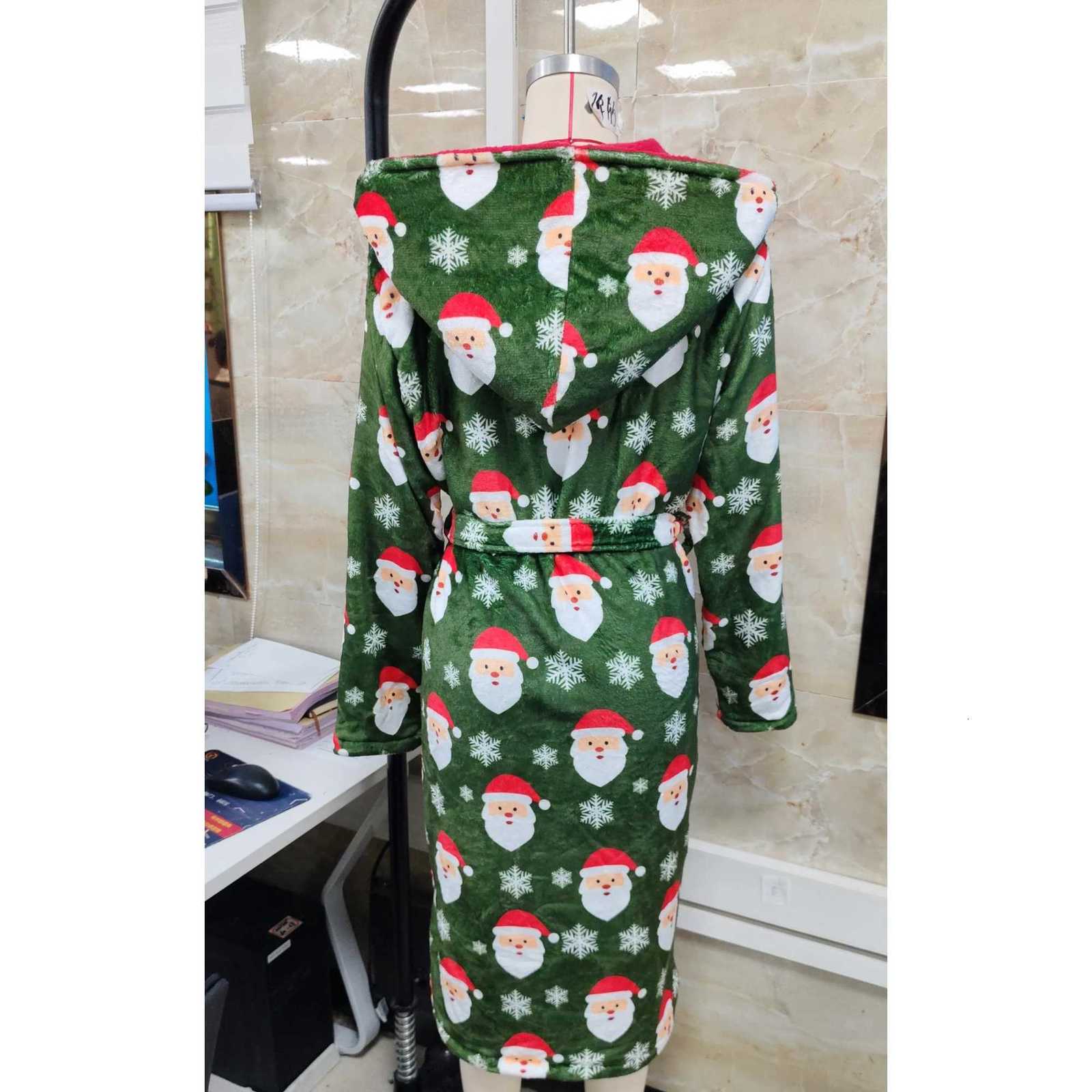 Christmas Womens Long Bathrobes Fashionable Soft Warm Reindeer Print Hooded Robes Loose Funny Christmas Robes C251104