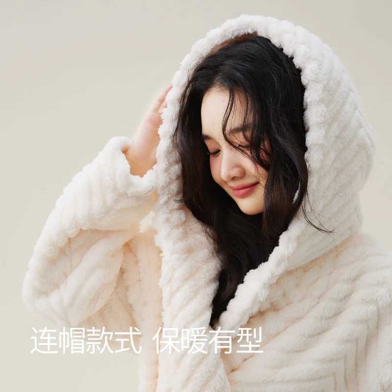 Lovers Winter Extra Long Plus Size Flannel Coral Fleece Warm Bathrobe Women Dobby Kimono Bath Robe Bridesmaid Sexy Dressing Gown C251104
