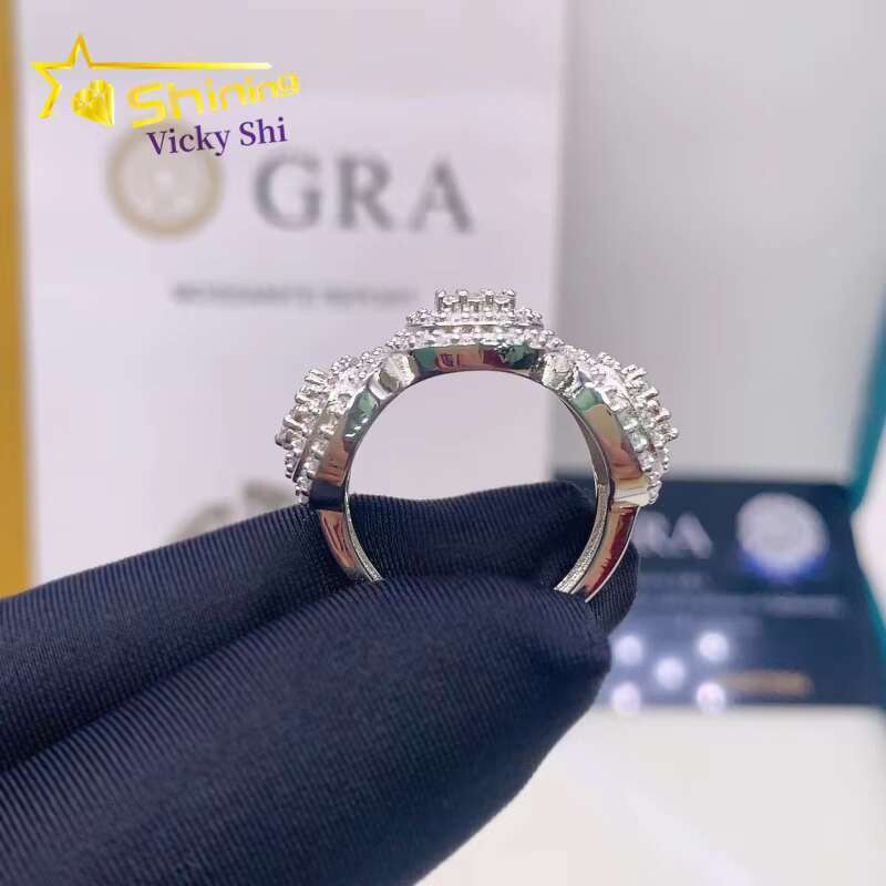 Shining Jewelry Hot Selling Hip Hop Ring High Quality 925 Sterling Silver Ice Out Moissanite Men Diamond Ring