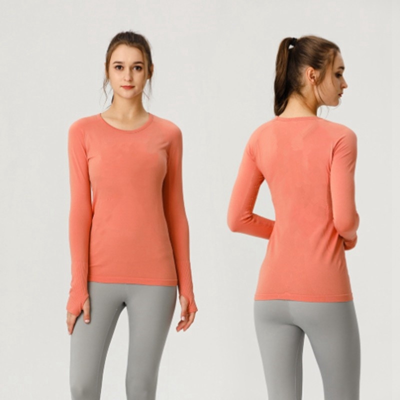 Women's Sports training long sleeved women's fiess high elasticity solid color quick drying breathable running yoga shirt