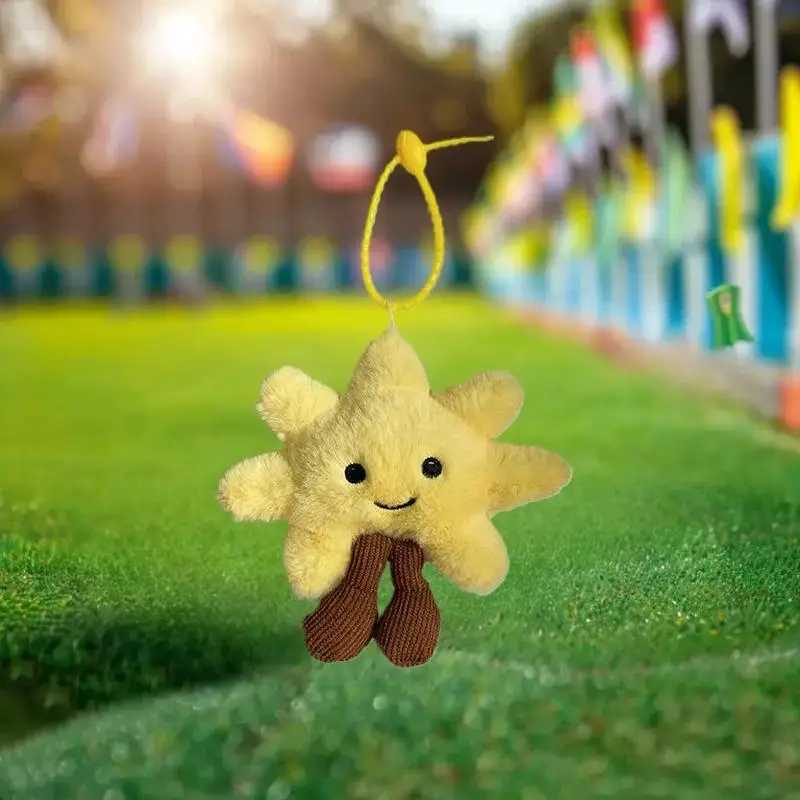 Plush Yellow Sun Couples Keychain Cartoon Stuffed Doll Keychain for Bags C251104