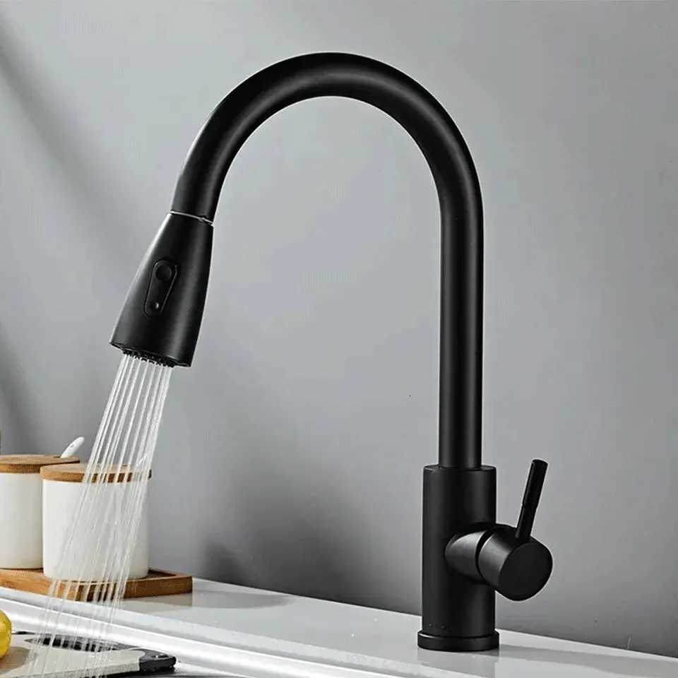 Stainless Steel Lead- Environmentally Friendly Kitchen Cposite Pl-Out Faucet Black With Second Ll Water Outlet Y251104