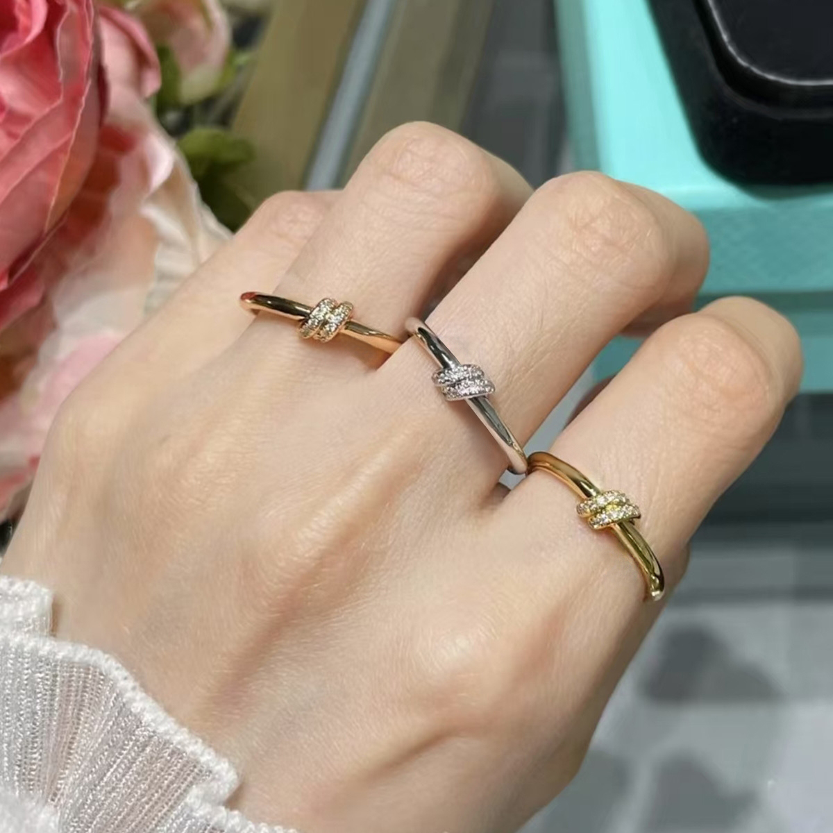 Fashion jewelry rings, ladies ring designer, gold and pure silver material, fashionable classic style, buy two get one free