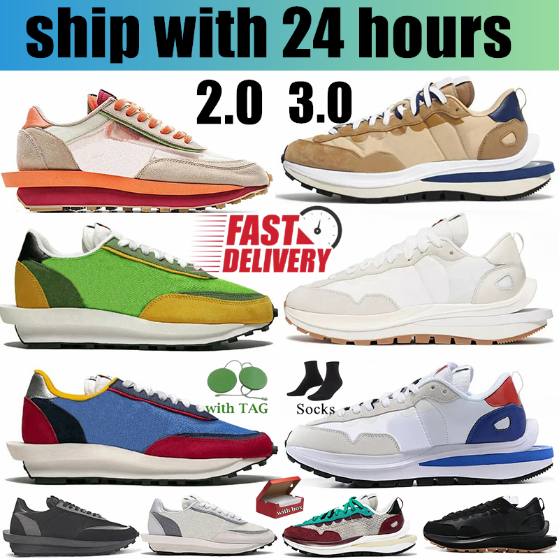 2025 Free delivery designer shoes Ldwaffle Running Shoes Sacais Waffles Sail nylon White Gum Black Bright Citron Blue Game Royal men women Sneakers 36-45
