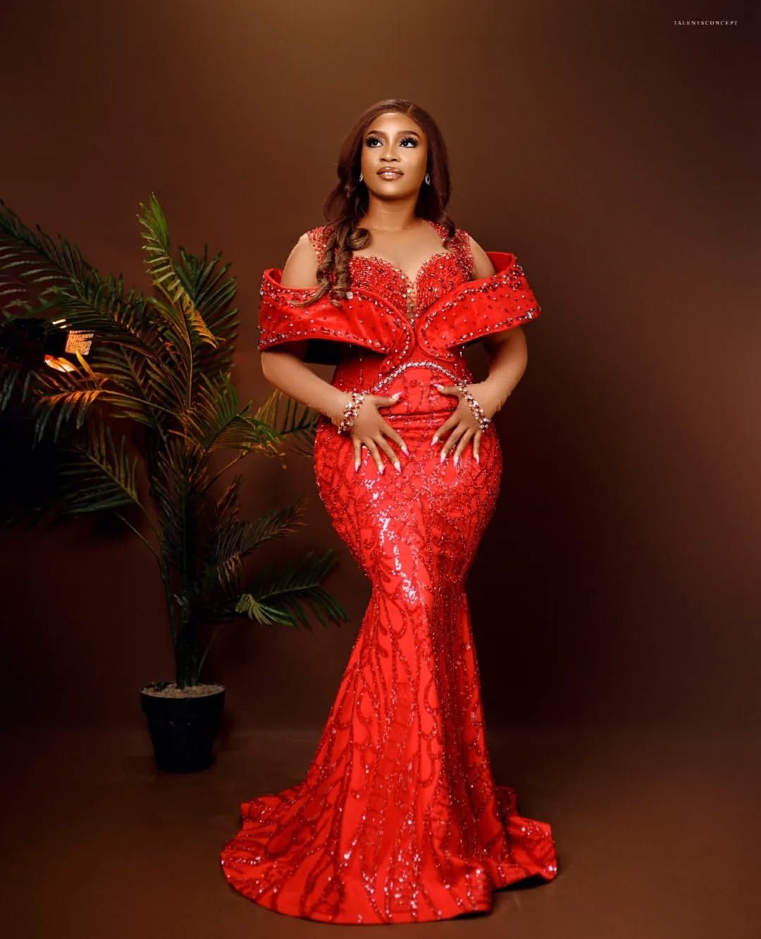 Plus Size Red Mermaid Evening Dresses Elegant Off Shoulder Sequined Prom Dress Women Formal Party Second Birthday Engagement Gowns N19 B0312