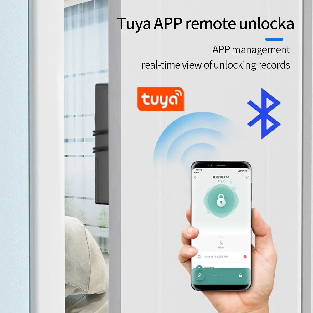 Bluetooth Tuya APP Control 13.56mhz IC Card Smart Invisible Lock Keyless No Drill Concealed install Motor Lock For Wooden Door 250402