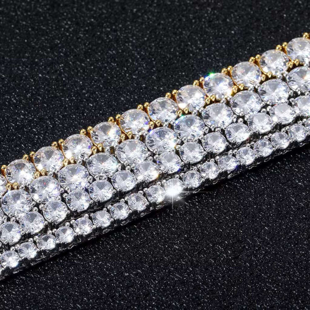 BES 3mm 4mm 5mm 6mm Jewelry Dia Choker Necklace Gold Plated Iced Out CZ Hiphop Spring Clasp Moissanite Tennis Chain Men