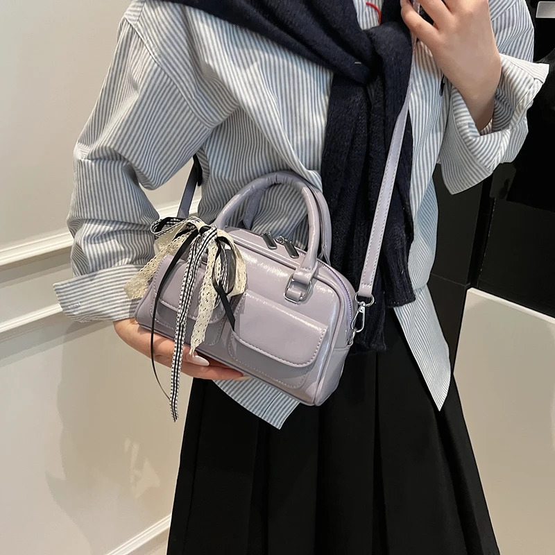 LEFTSIDE PU Leather Small Cross Body Bag Womens Shoulder Bag Y2K Short Handle Square Handbag Retro Handbag 250402