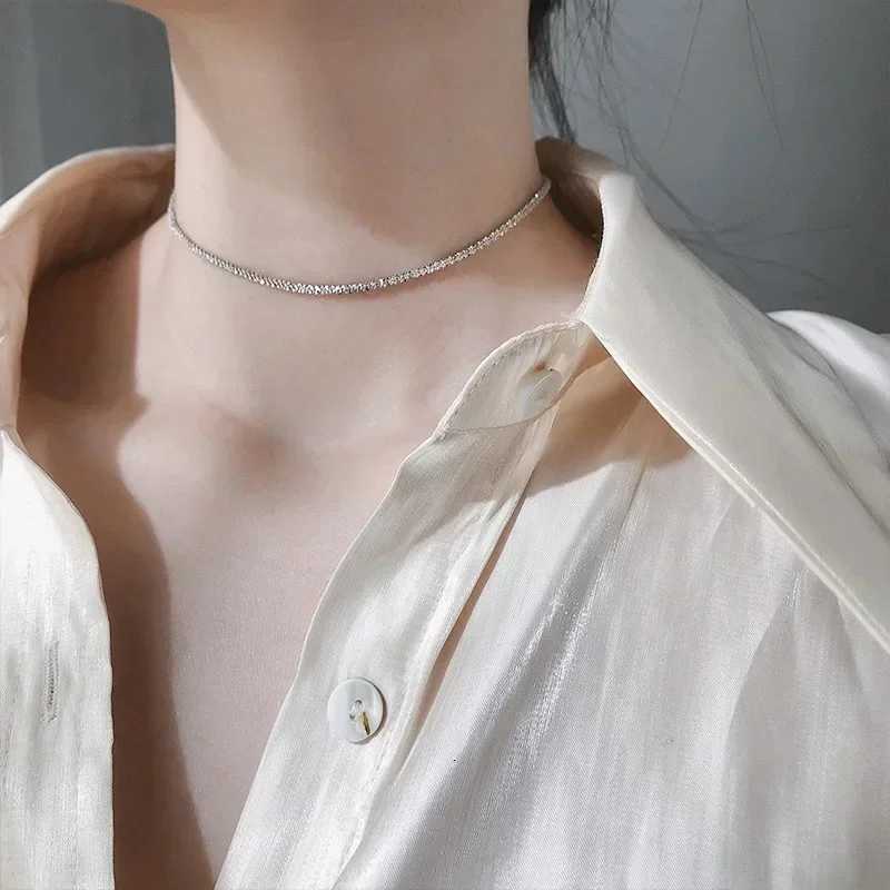 New Fashion Popular Silver Colour Sparkling Clavicle Chain Choker Necklace For Women Fine Jewelry Wedding Party GiftXJ251104