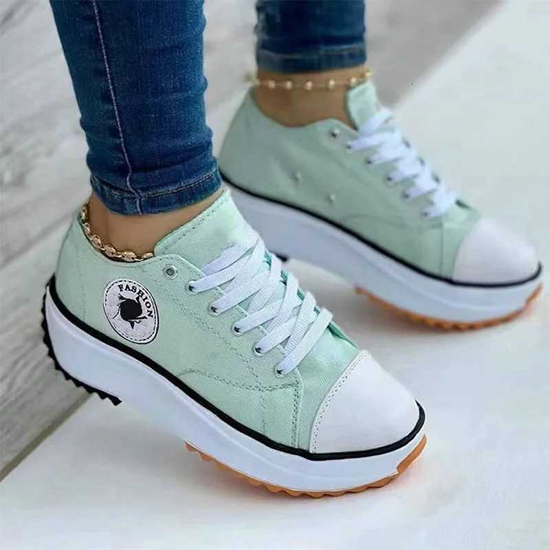 Women Patterned Canvas Sneakers Womens Casual Shoes 2025 Spring Autumn Flat Lace-up Shoes Zapatillas Mujer Chaussure Femme X251104