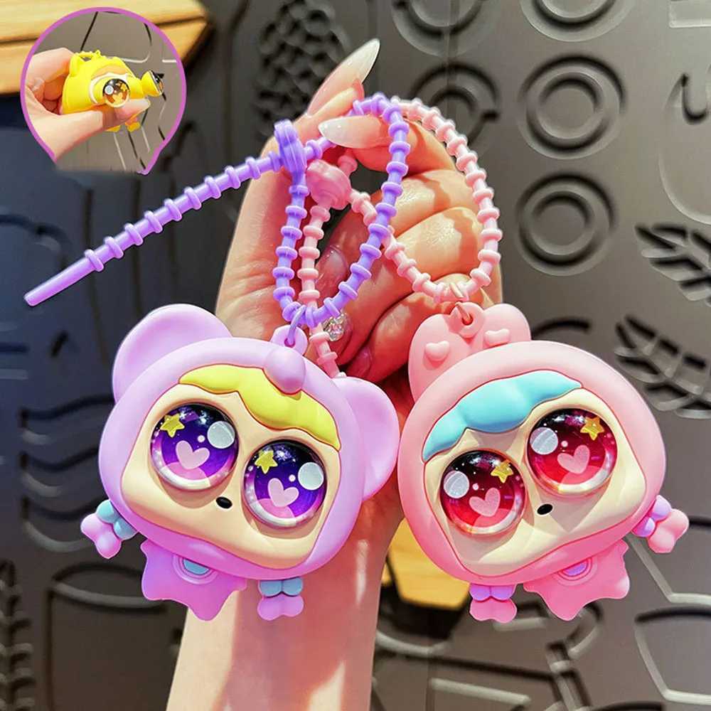 Ins Big Eyes Cute Girl Plush Doll Keychain Student Children Cute Pinch Rebound Bag Pendant C251104
