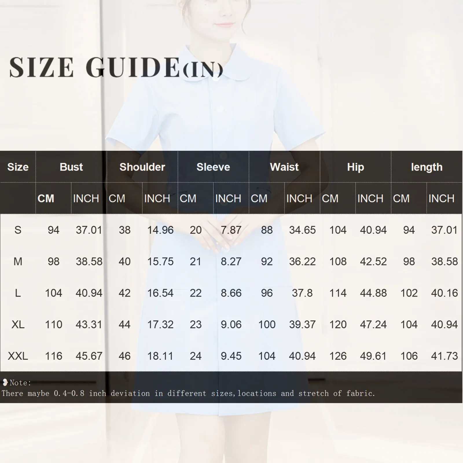 Womens Fashion Caring Nurse Uniform Hospital Pharmacy Doctor Work Uniform Lightweight Short Sleeve Slim Fit Workwear Dress W251104