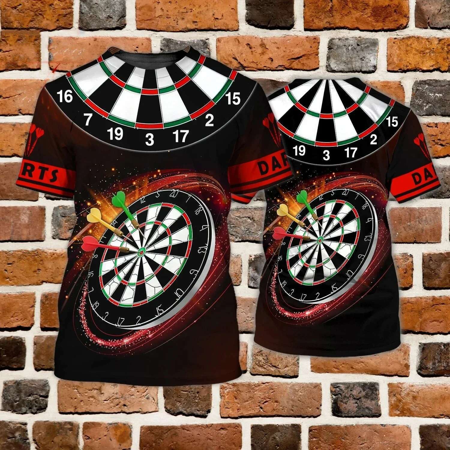 Dart Printed New Casual Fashion Short Sleeve Round Neck Retro T-shirt Cool Funny Men's Clothing Top Street