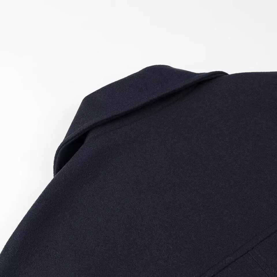 womens loose fitting collar jacket with long sleeves and button pockets autumn and winter new style temperament woolen J251103