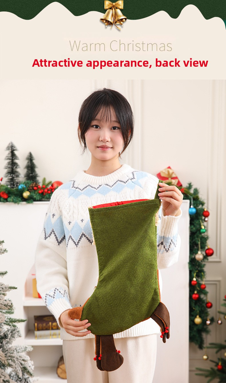 Large Christmas Stocking Gift Bags Christmas Decorative Bags for Santa Snowman Candies and Apples two-pack socks Large-sized sock gift bag