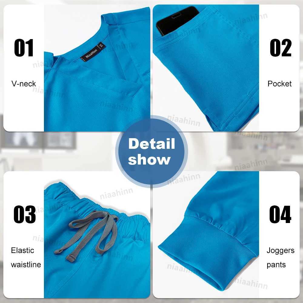Scrub Sets Uniform Women Joggers Medical Accessories Healthcare Surgical Uniforms Lab Veterinary Clinic Working Clothes Set Mens W251104