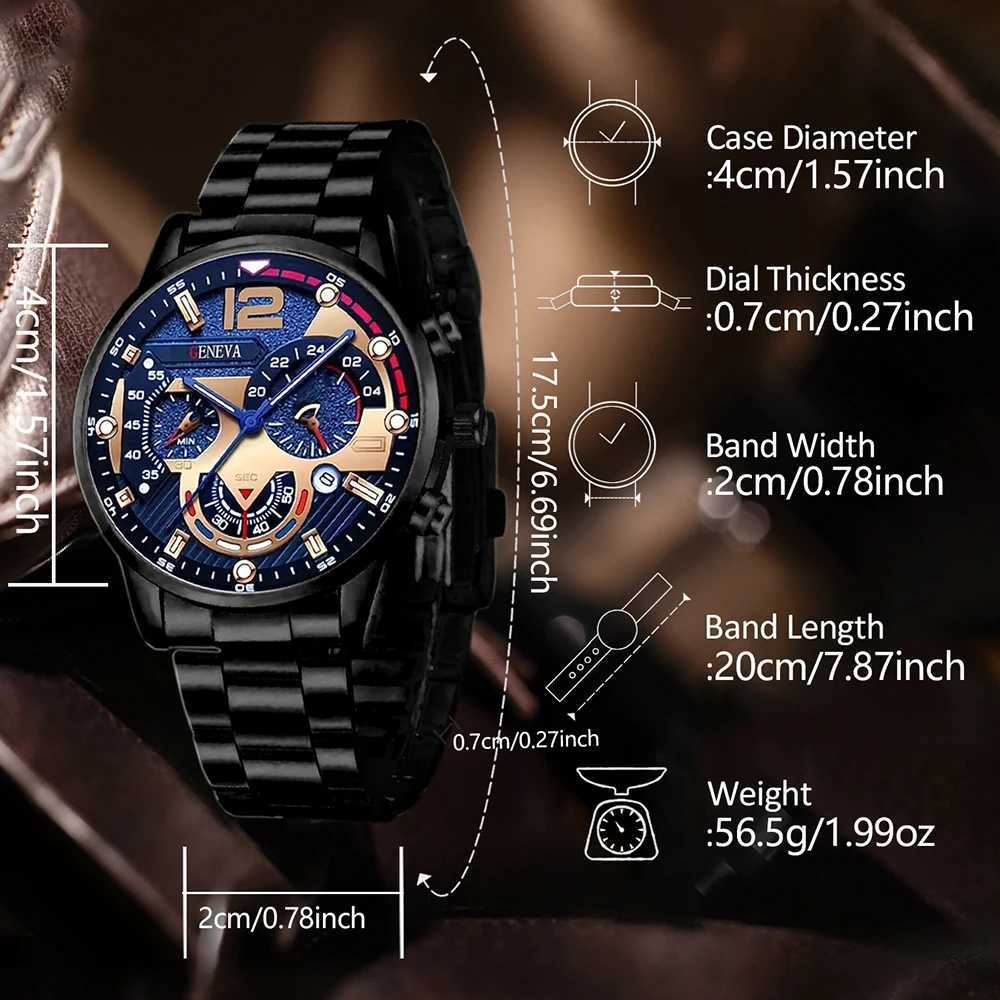 8PCS Mens Watch Set Business Fashion Quartz Watch Bracelet Necklace Ring Set Suitable for Daily Clothing Matching Perfect GiftT251104