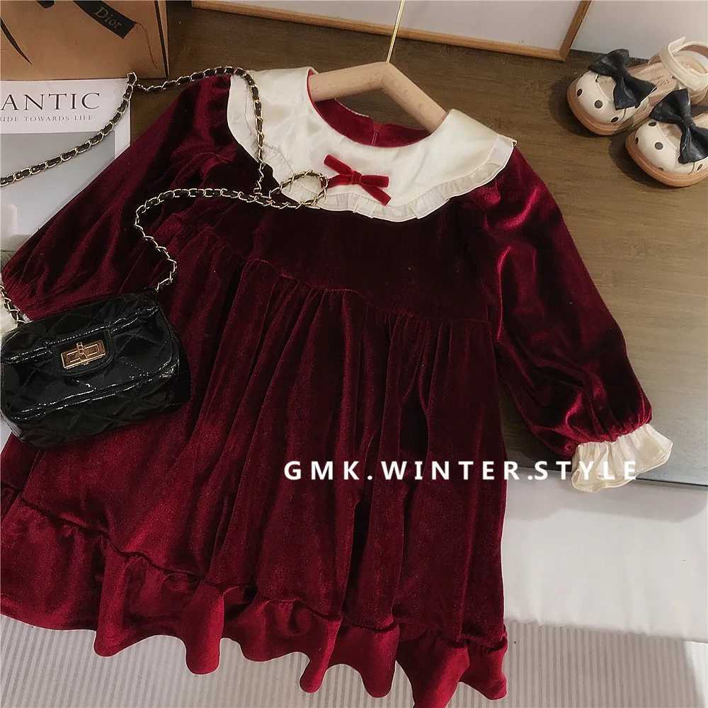Chritmas Winter Children Girls Dress Plus Velvet Warm Infant Babys Girls Princess Dress Red Thick Toddler Kids Girls Long Dress C251104