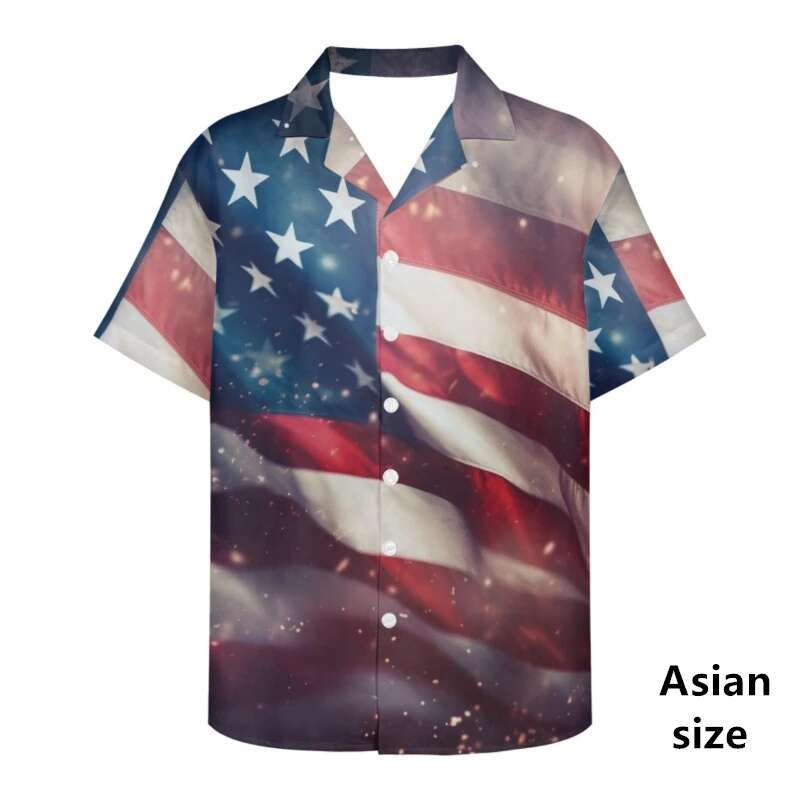 3D Printed America Flag For Men Clothes Fashion USA Shirts Women Hawaiian Beach Shirt Short Sleeve Street Oversize Tops