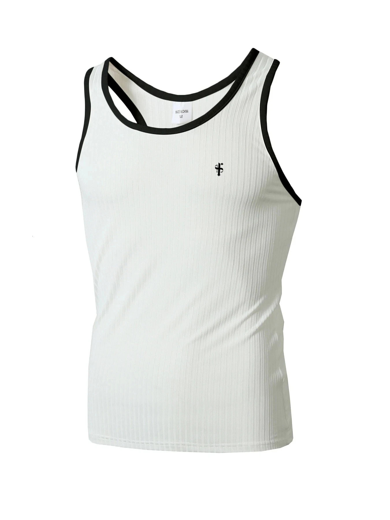 Mens Quick-drying Elastic Fitness Wear Gym Running Slim Vertical Stripes Sleeveless Fashion Summer 250402