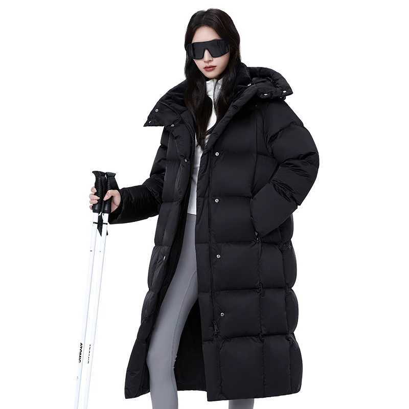 Women Thick Warm Long Down Jacket White Duck Down Loose Outerwear Winter Outdoor Puffer Coat Casual for Cold Weather Streetwear J251104