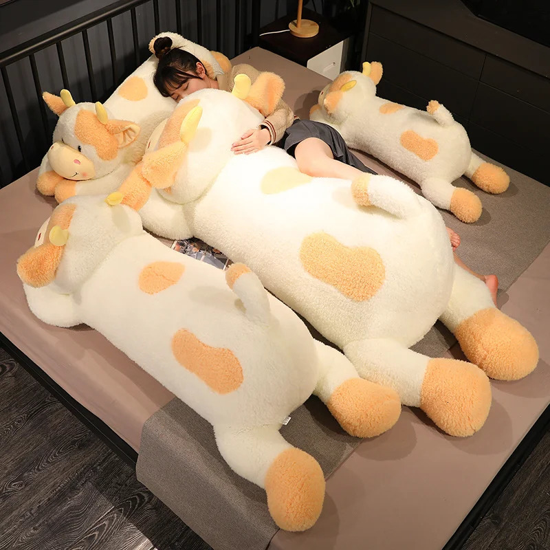 1pc 90cm Lovely Milk Cow Plush Toys Cartoon Stuffed Animal Cattle Dolls Sleeping Pillow For Baby Girls Birthday Gifts 251104