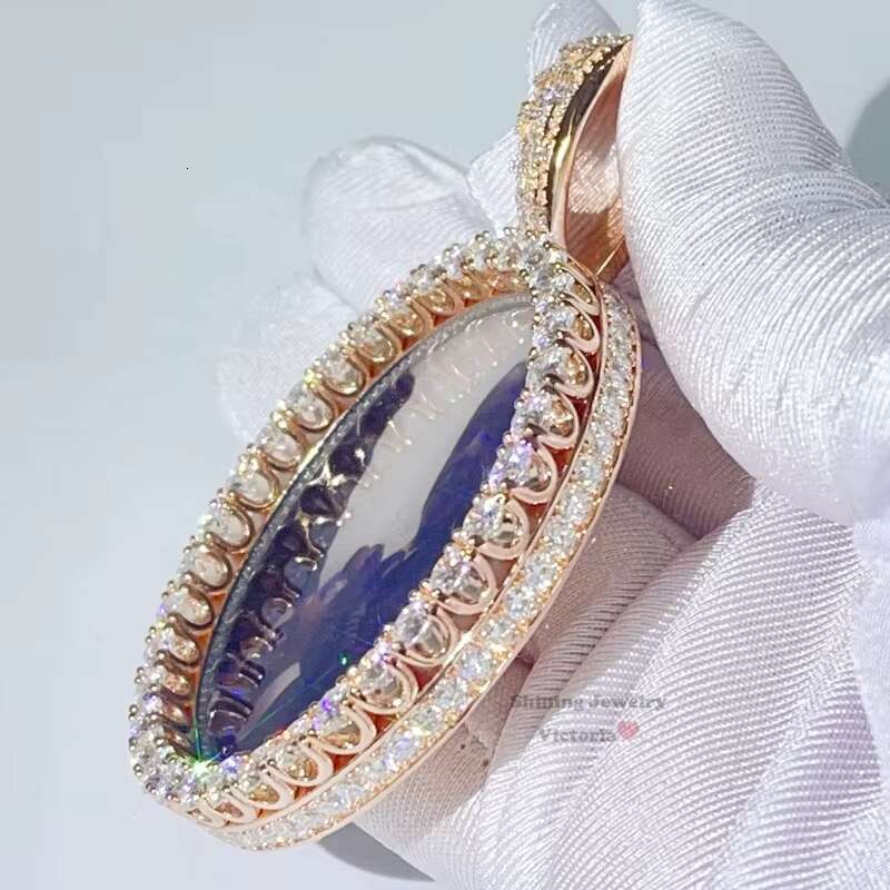 Pass Diamond Tester 2.5 Width Moissanite Diamond Iced Out Rose Gold Iced Out Custom Picture Pendant