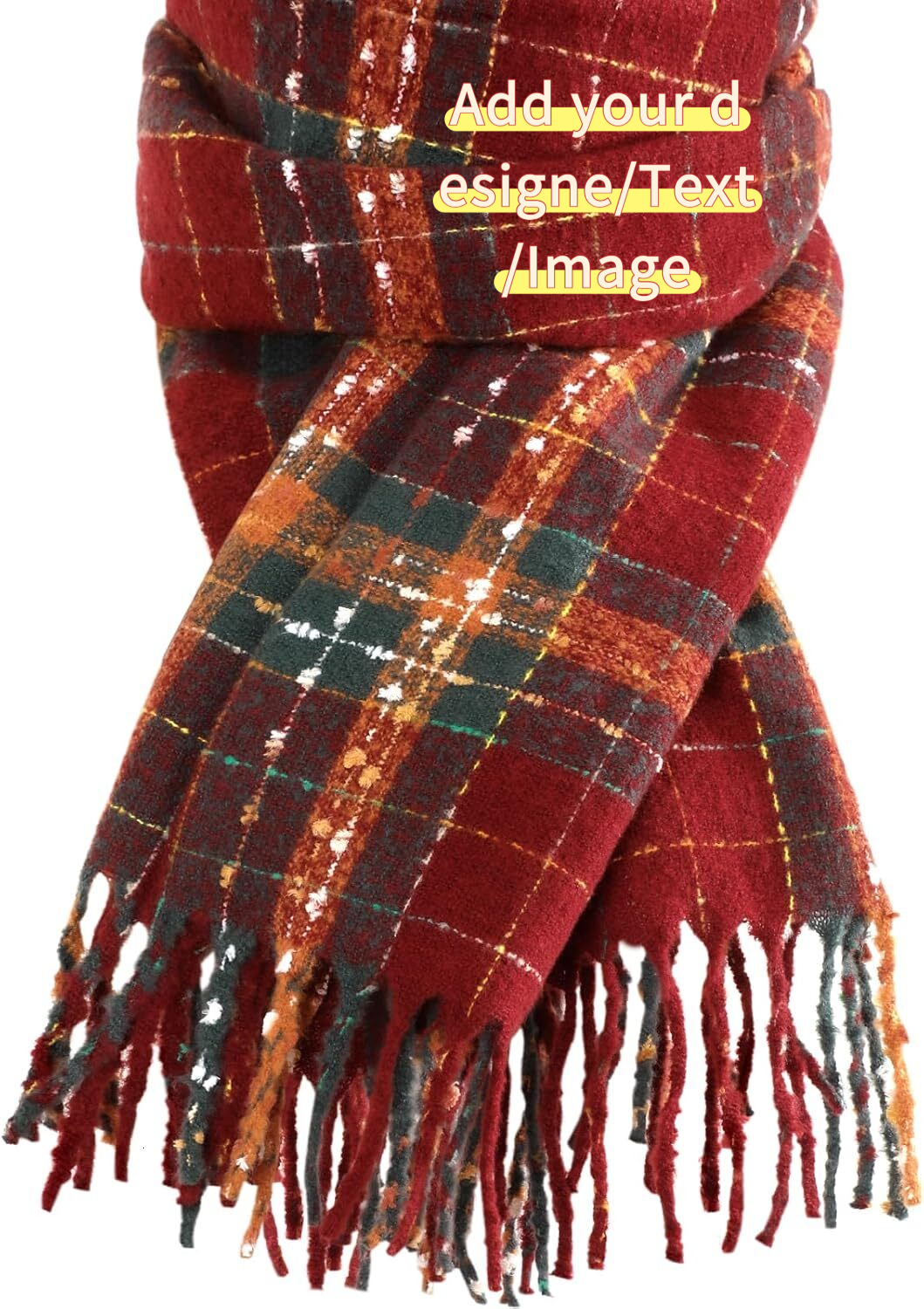 Custom Womens Winter Scarf, Cashmere Feel Plaid Scarfs for Women, Soft Pashmina Shawls and Wraps, Long Blanket Scarf