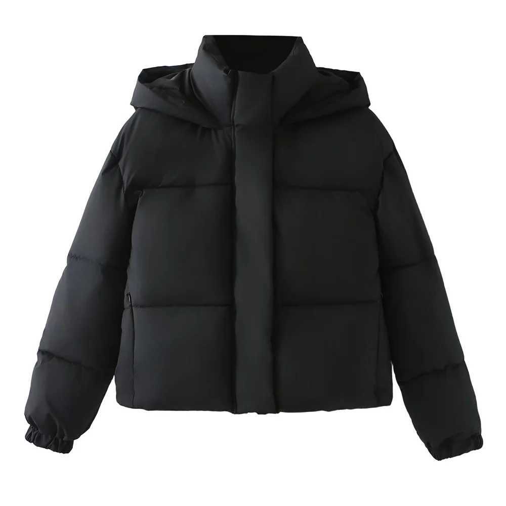 Autumn/Winter New Product Womens Hooded High Neck Loose Bread Clothes Pressure Glued Cotton Clothes Short Coat J251104