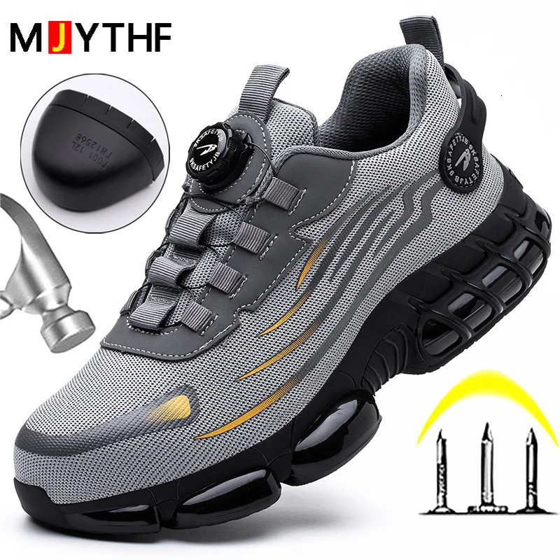 Rotating Button Safety Shoes Men Antismash Antipuncture Work Shoes Fashion Men Sport Shoes Security Protective Boots Men 251030