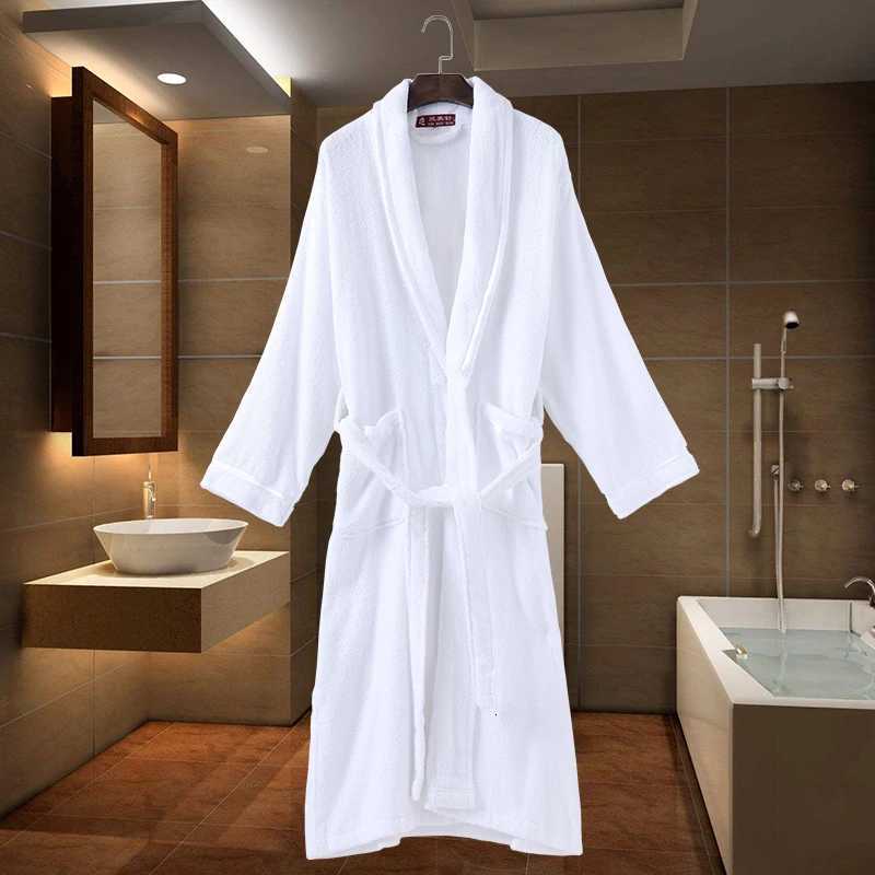 Summer Cotton Bathrbe women men winter towel Pajamas white Night Gown Robe kimono robe Home Dressing Gowns soft warm thicken C251104