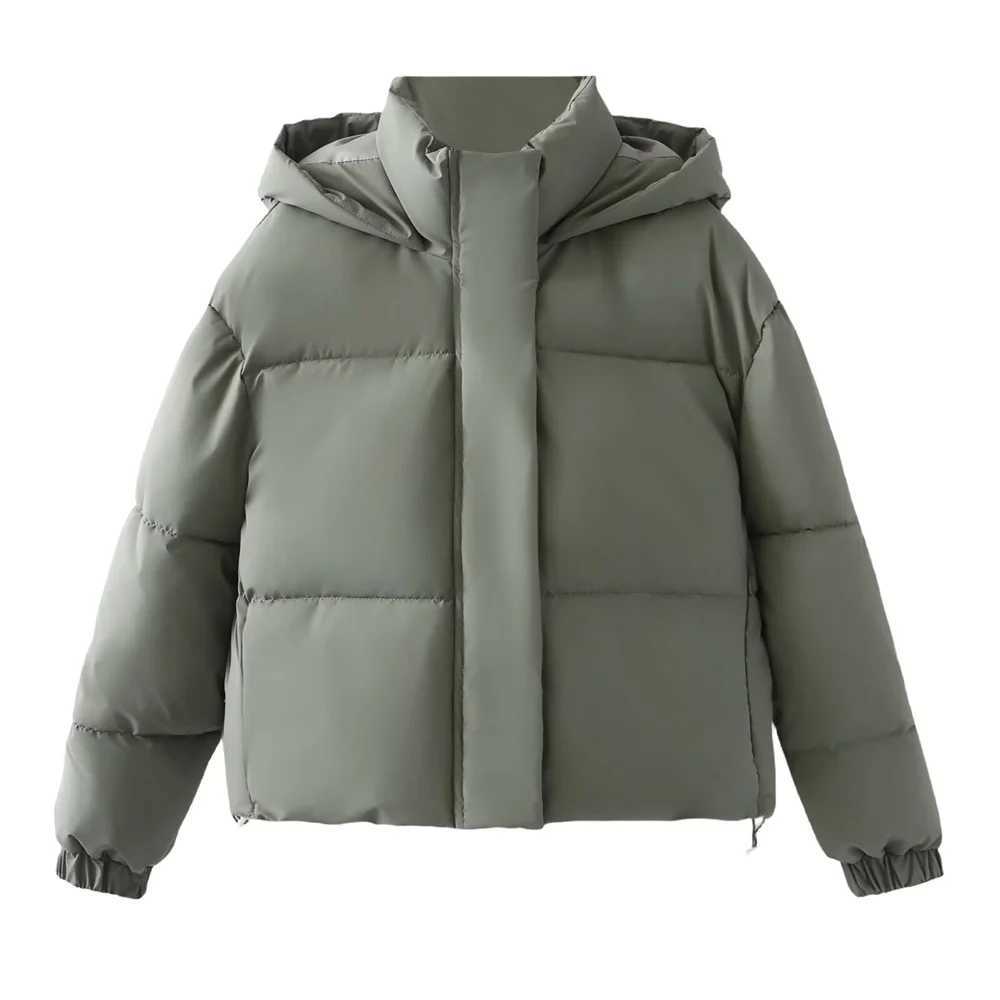 Autumn/Winter New Product Womens Hooded High Neck Loose Bread Clothes Pressure Glued Cotton Clothes Short Coat J251104