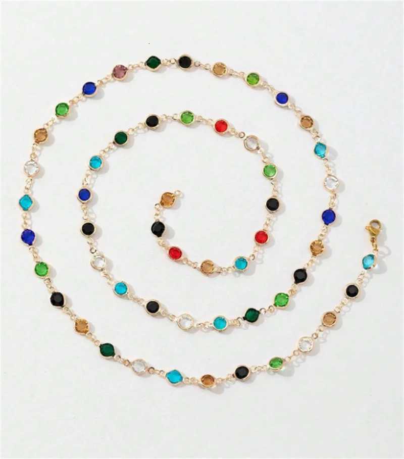 Bohemian Colorful Glass Long Y-Shaped Necklace Metal Collarbone Chain Gold Silver Color Summer Holiday Party Body Jewelry GiftsXJ251104