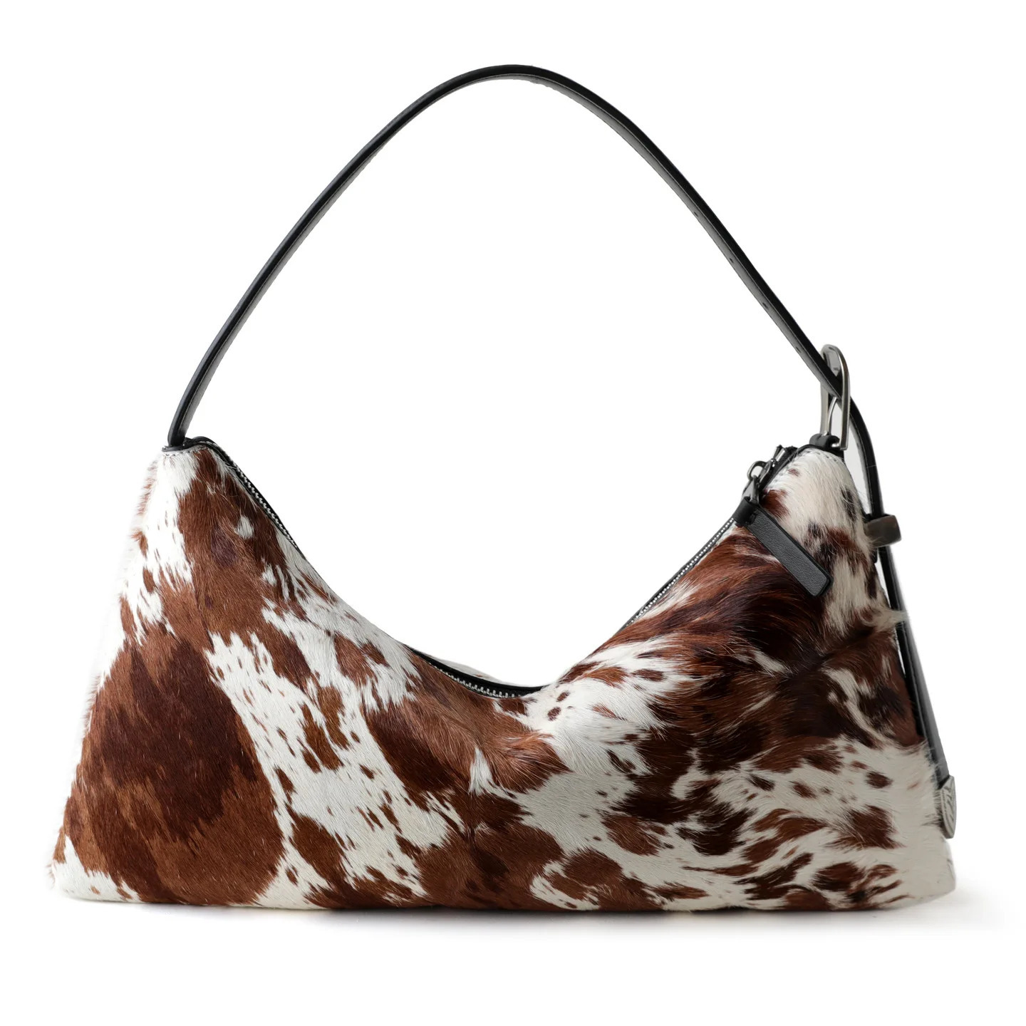 Unique Creativity Cow Print and Leopard Fur Armpit Shoulder Bag Thin Horsehair Leather Women Handbag 251029