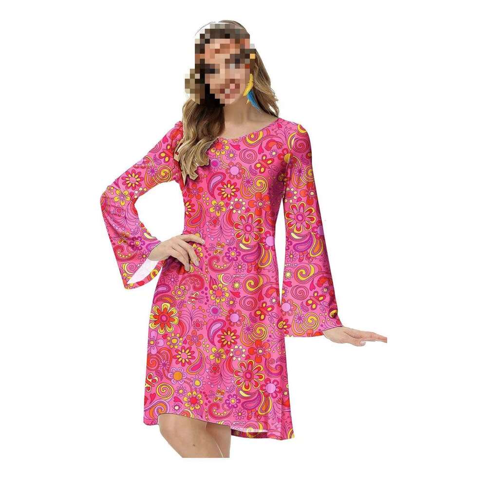 70s hippie disco dress Halloween costume 2025 temperament versatile new trend clothing ins