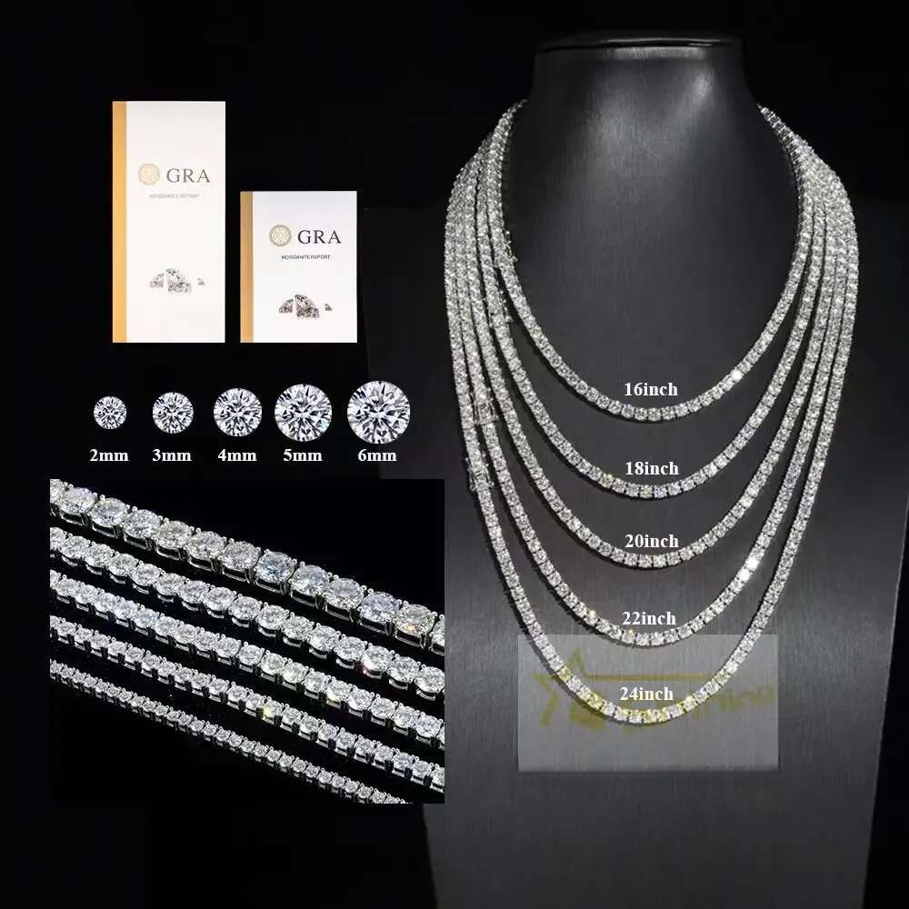 bracelet tennis Hip Hop necklace fashion Jewelry Pass Dia Tester 4mm vvs moissanite iced out cuban chain for men women