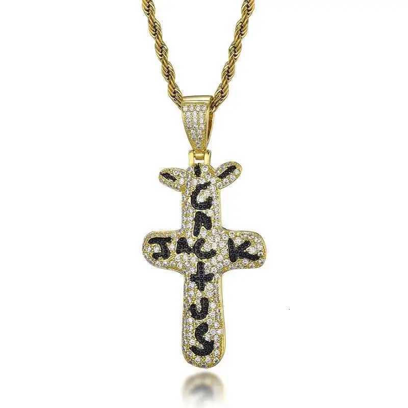 2022 Trend Hip Hop Travis scott Cactus Cubic Zirconia Silver Color Golden Necklaces Pendants For Men Jewelry Fashion AccessoriesXJ251104